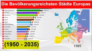 Die Bevölkerungsreichsten Städte Europas 1950  2035 [upl. by Jacinthe483]