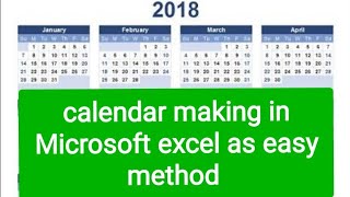 calendar 2018 making in Microsoft excel [upl. by Dlnaod]