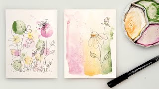 Watercolor cards  easy DIY ink and wash cards for beginners [upl. by Kathlene76]