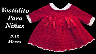 Como tejer Vestido para niñas en gancho o a crochet fácil y rápido 912 meses Crochet for Baby 160 [upl. by Mace]