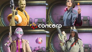 Concord  ALL Characters Select Animations amp Voices [upl. by Alyehc473]