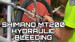 SHIMANO MT200 HYDRAULIC BREAK CABLE CUTTING AND BLEEDING  EhmJhey TV [upl. by Cayla313]