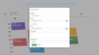 CRUD operation on fullcalendar in ASPNET MVC [upl. by Eiliah]