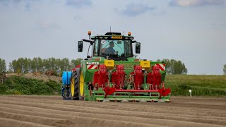 Planting potatoes🥔🥔  John Deere 6155R amp 6R 150  Agribrink luchtdrukwisselsysteem  Jacobs Agri [upl. by Hgielrahc]