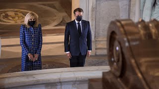 Macron lays wreath at tomb of Napoleon on 200th anniversary of death [upl. by Atsejam]