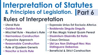 Interpretation of Statutes amp Principles of Legislation LLB Syllabus Revision Notes Lecture  Part 6 [upl. by Cristin]