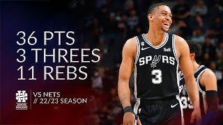 Keldon Johnson 36 pts 3 threes 11 rebs vs Nets 2223 season [upl. by Nerval]