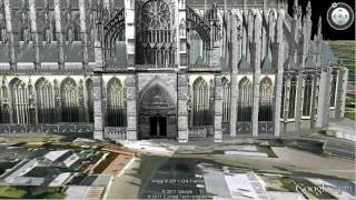 Avec Google Earth et Panoramio la Cathédrale dAmiens en 3Davi [upl. by Earas]