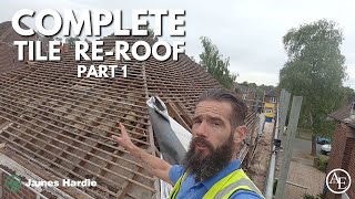 COMPLETE TILE REROOF PART 1 [upl. by Enyawd]