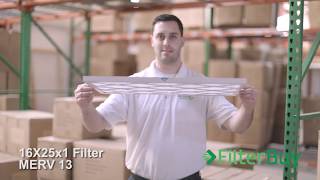 FilterBuy 16x25x1 MERV 13 Pleated AC Furnace Air Filter [upl. by Esac]