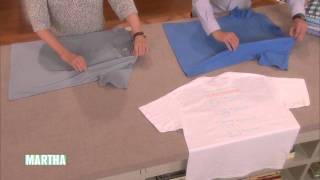 How to Fold a TShirt  Marthas Best Clothes Folding Hack [upl. by Culbert]