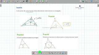 Líneas y puntos notables en un triángulo  Bisectriz Incentro y Excentro [upl. by Amary514]