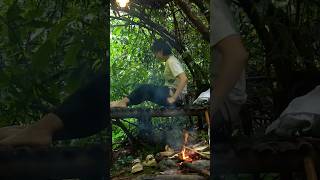 🤯solo camping😱  Relaxing forest  Survival Skills shorts [upl. by Suoicerp907]