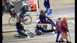 Scooter crash into Bicycle at crazy crossing Amsterdam🔴Live [upl. by Tiphane]