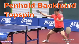 Penhold Backhand Topspin Techniques [upl. by Airdnaid]