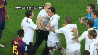 Mourinho Pulls Vilanova Ear Marcelo hacks down Fabregas Ozil Villa Red Card [upl. by Refotsirhc]