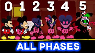 Corrupted Mickey Mouse ALL PHASES 05 phases Reanimated  Colored Friday Night Funkin [upl. by Broddie]