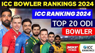 ICC Ranking 2024  Top 20 ODI Bowler 2024  ICC Rankings 2024 [upl. by Salesin]