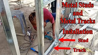 HOW TO INSTALL DRYWALL USING METAL STUDS and TRACKS part 1 [upl. by Sinclare91]