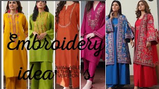 Latestampstunning embroidery ideas for lawn plain dresses How to design Casual dresses with embroidery [upl. by Yralih]