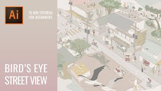 BirdsEye Street View Bartlett Style Architectural Illustration Tutorial [upl. by Alrzc]