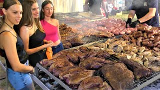 Italy Street Food Giant Fest Burgers Tbone Angus Grilled Meat Fiera dei Mangiari Mantova [upl. by Orlantha]