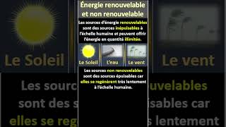 Les sources dénergie renouvelable et les sources dénergie non renouvelable [upl. by Aryahay370]