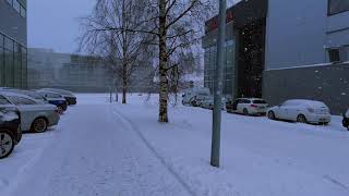 Snowing in Herttoniemi Helsinki Nov 2023 [upl. by Rodina]