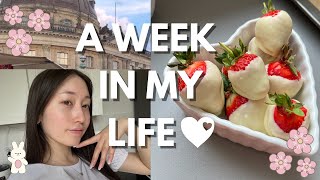 Wochenvlog No4 🌷💕 letzte richtige Schulwoche Berlin Gyoza SchokoErdbeeren… 🍓LDR Vlog [upl. by Elianora]