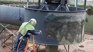 Industrial Sandblasting of a Chlorine Tank  McCahill Painting Company [upl. by Hayikaz]