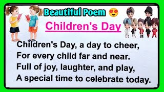 Poem On Childrens Day In EnglishChildrens Day PoemPoem On Childrens DayChildrens Day [upl. by Annovoj]