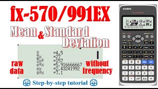 Mean and standard deviation for raw data fx570991EX [upl. by Witcher417]