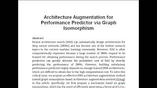 Architecture Augmentation for Performance Predictor via Graph Isomorphism [upl. by Kippar621]