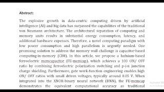 Enabling Low Power Charge Domain Nonvolatile Computing in Memory CIM With Ferroelectric Memcapacitor [upl. by Hofstetter]