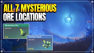 All 7 Mysterious Ore Locations  Arkhium Stock  World Quests amp Puzzles 【Genshin Impact】 [upl. by Accalia]