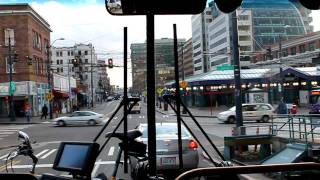 Riding Vancouver Trolleybus in Seattles Pioneer Square on Battery Power [upl. by Cerracchio]