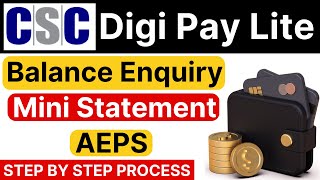 Mastering CSC Digipay Lite How to use AEPS check balance and get mini statement  Digipay Lite [upl. by Aimit]