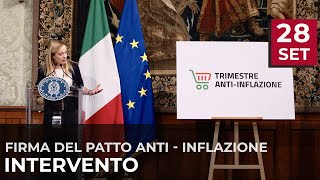 Patto antiinflazione lintervento del Presidente Meloni [upl. by Akcinehs293]