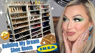 How To Assemble IKEA Billy Bookshelves  CHEAP  GLAM Way To Organize Shoes MY DREAM Shoe Room [upl. by Ardis]