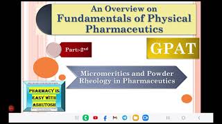 GPAT a start Physical Pharmaceutics Micromeritics and Powder Rheology Part 2nd Theory Lecture gpat [upl. by Lleznol]