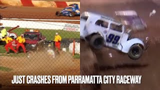 speedway Crashes from Parramatta City Raceway Sydney Australia [upl. by Laurence823]