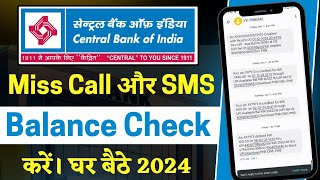 Centeral bank ka balance kaise check kare  Central Bank balance check missed call number 2024 [upl. by Akcire]