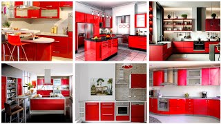 Inspirational Red Color Theme Kitchen Designs  Combination Of Red Color  Home Decoration Place [upl. by Ellehsar589]