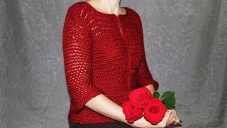 How to crochet womens cardigan  video tutorial with detailed instructions [upl. by Takashi]