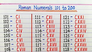 Roman numerals 101 to 200  Roman ginti 101 to 200  Roman Numbers 101 to 200 [upl. by Akcinahs86]