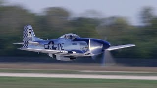 20  P51 Mustangs takeoff Humming Merlins fill the air at quotThe Gathering of Mustangs and Acesquot [upl. by Eimarrej]