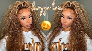 Half Up Half Down 😍 Honey Highlight Curly Wig Install ft Kriyya Hair [upl. by Parlin]