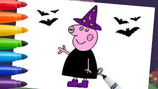 How To Draw Peppa Pig At Halloween  Drawing For Kids [upl. by Fianna]