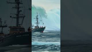 Will the Fishing Boat Escape the Massive Wave Behind It fishingboat massivewave scaryocean [upl. by Notserc]