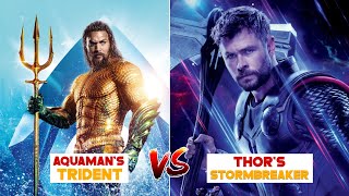 Aquamans Trident Vs Thors Stormbreaker  Who Is More Powerful Weapon marvel viral dc thunderxn [upl. by Bil]